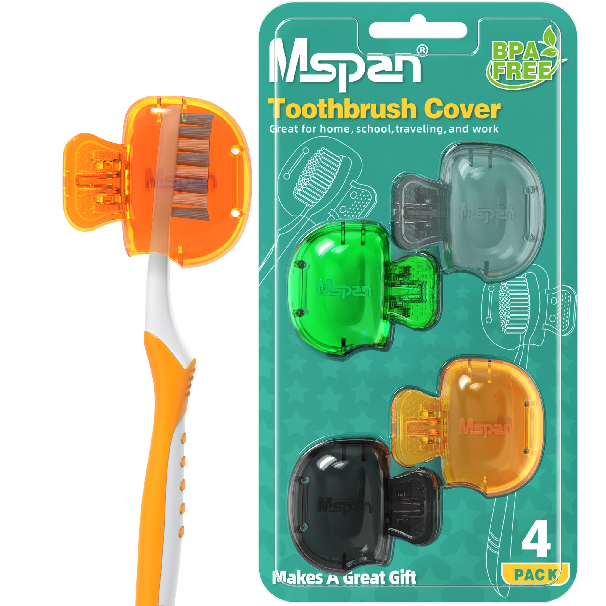 Mspan Toothbrush Head Cover Cap - 4 Pack