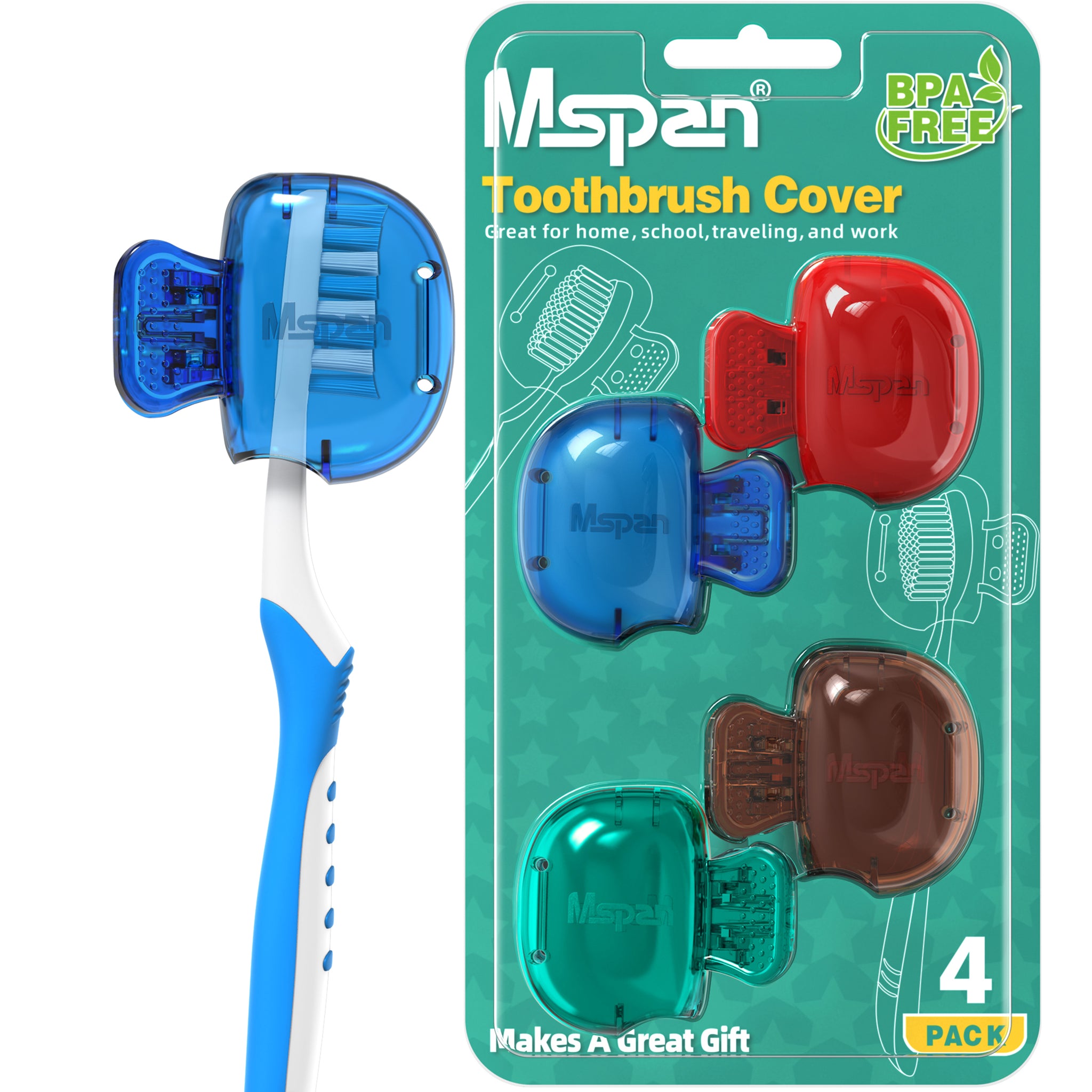 Mspan Toothbrush Head Cover Cap - 4 Pack